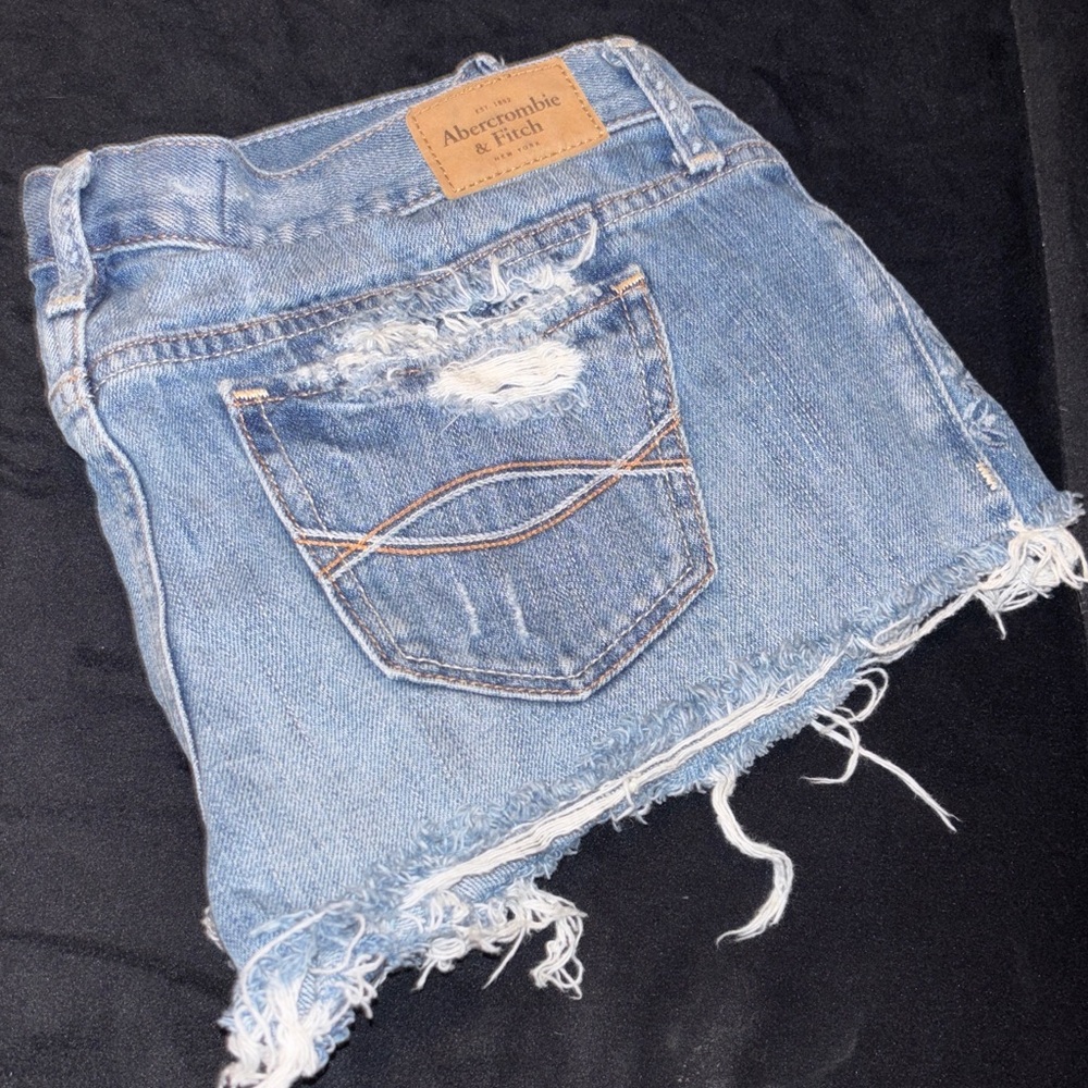 Abercrombie & Fitch Light Blue Distressed Jean Shorts
